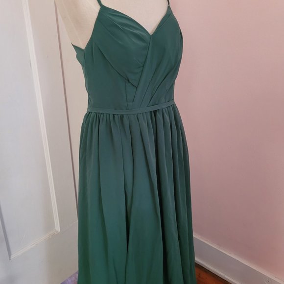 Azazie Bridesmaid Dress A-Line Pleated Eucalyptus Green Size L - Picture 10 of 12